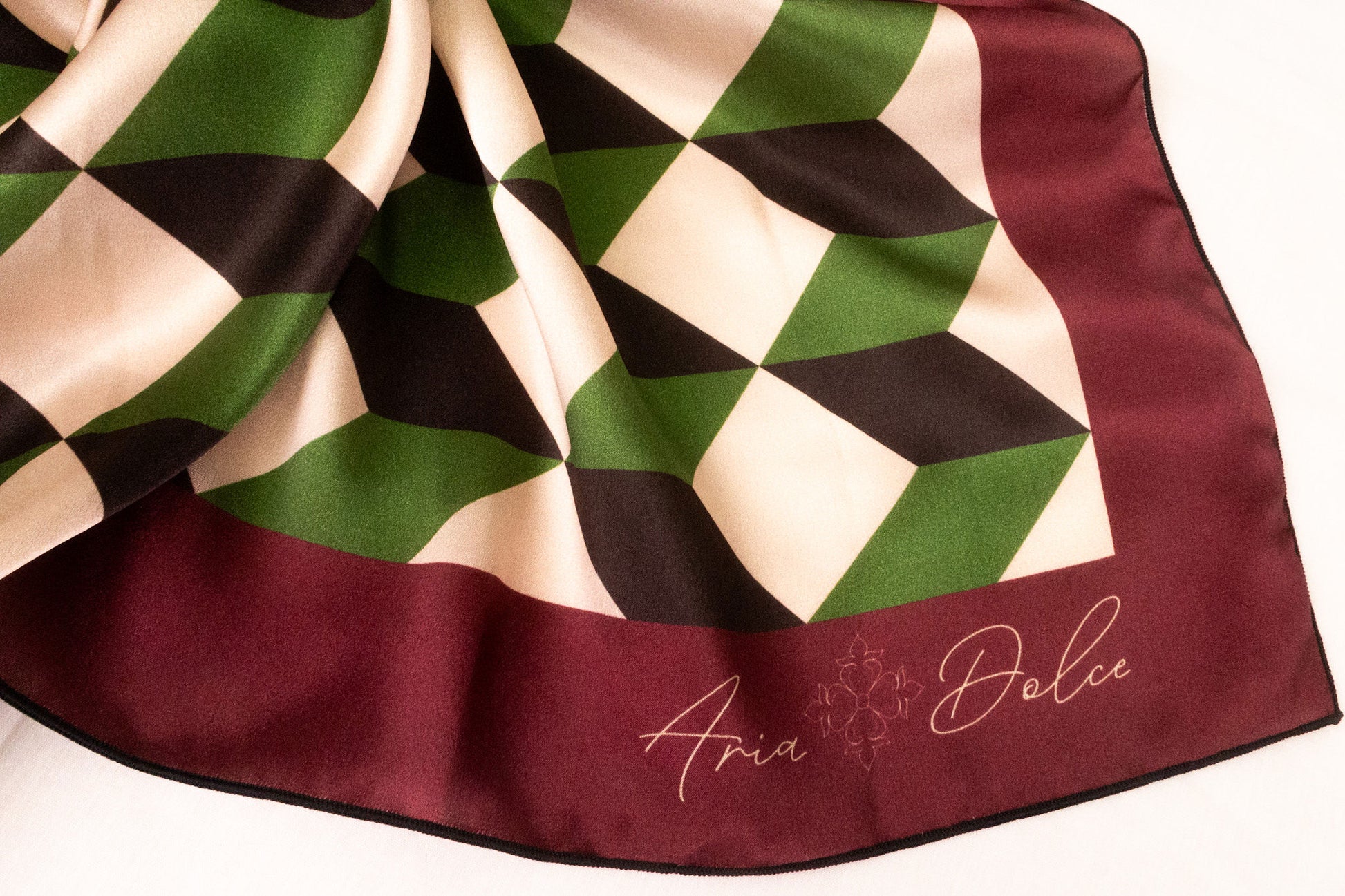Chevron scarf with geometric pattern inspired by sacred architecture