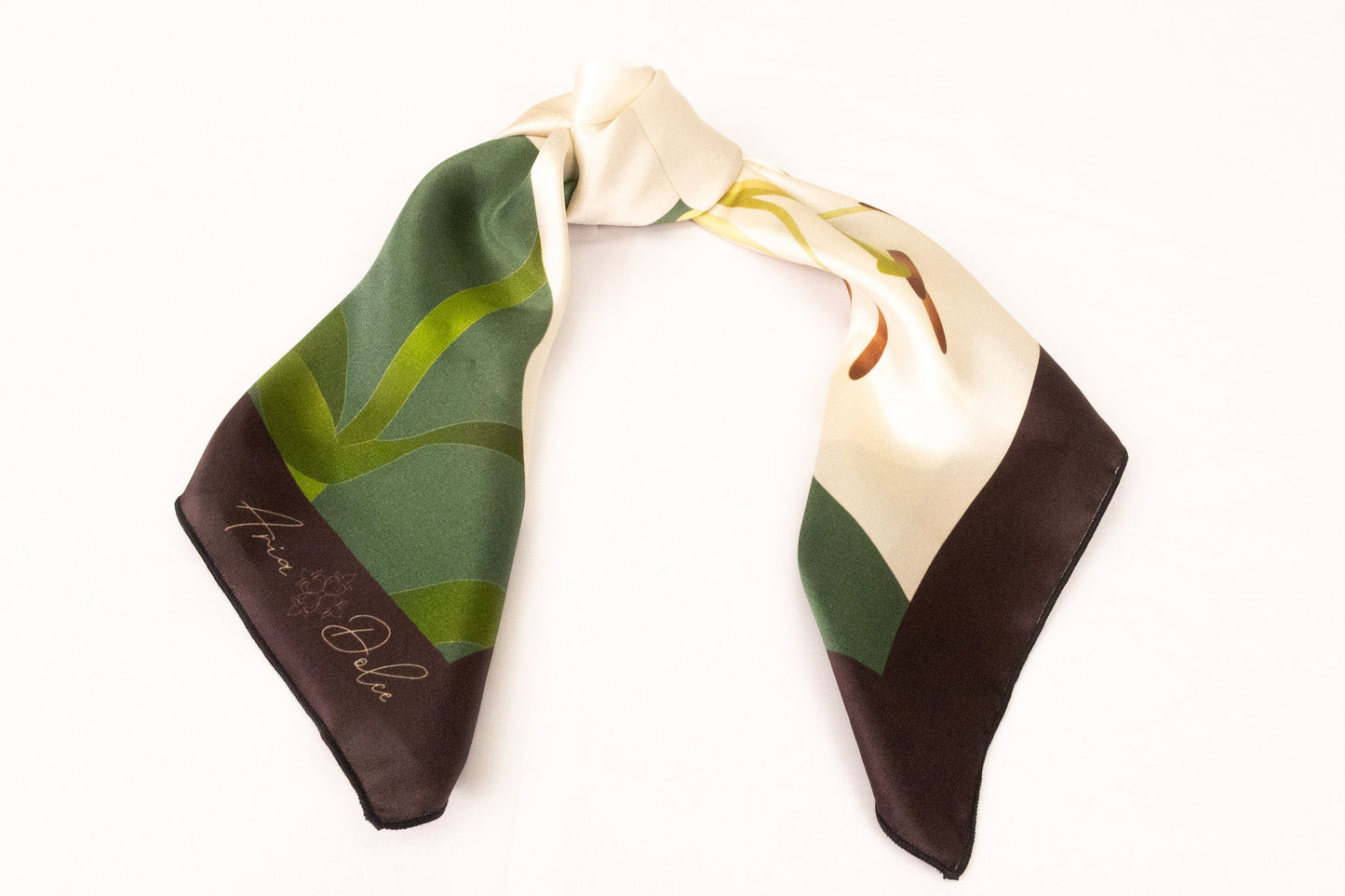 Lily print scarf styled as handbag charm accent detail
