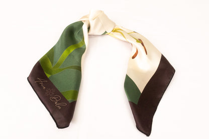 Lily print scarf styled as handbag charm accent detail