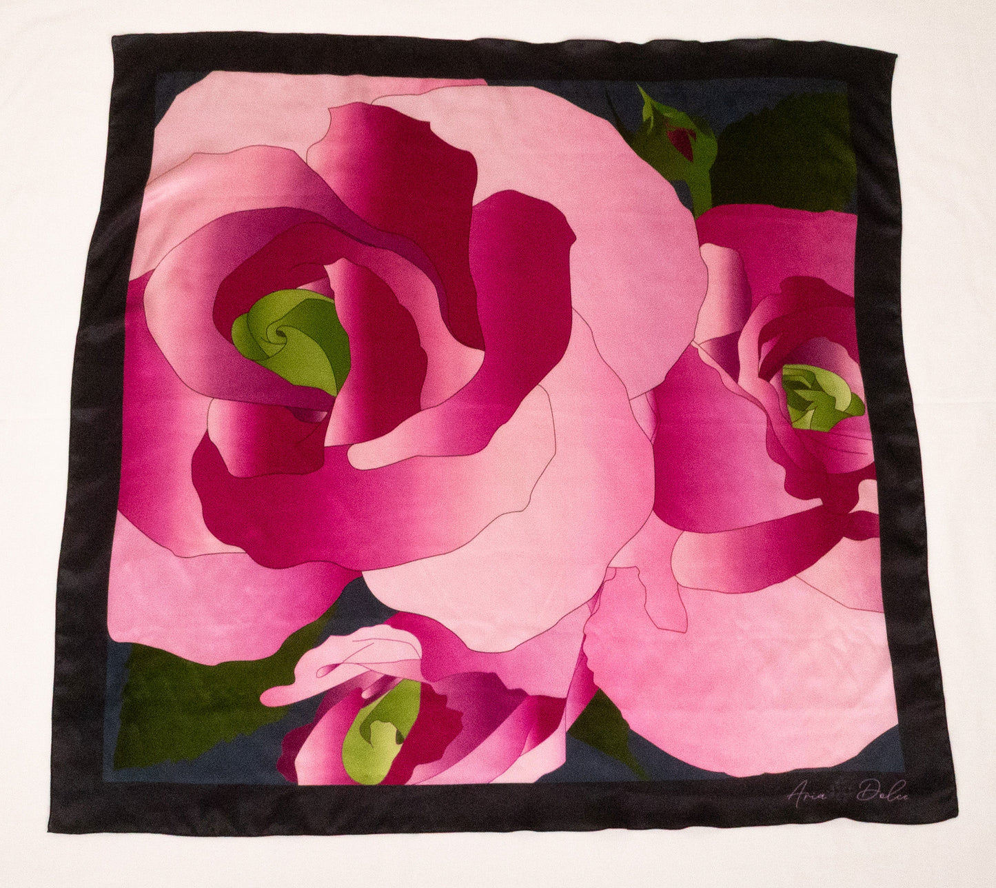 36 inch square silk scarf The Garden of Impossible floral design