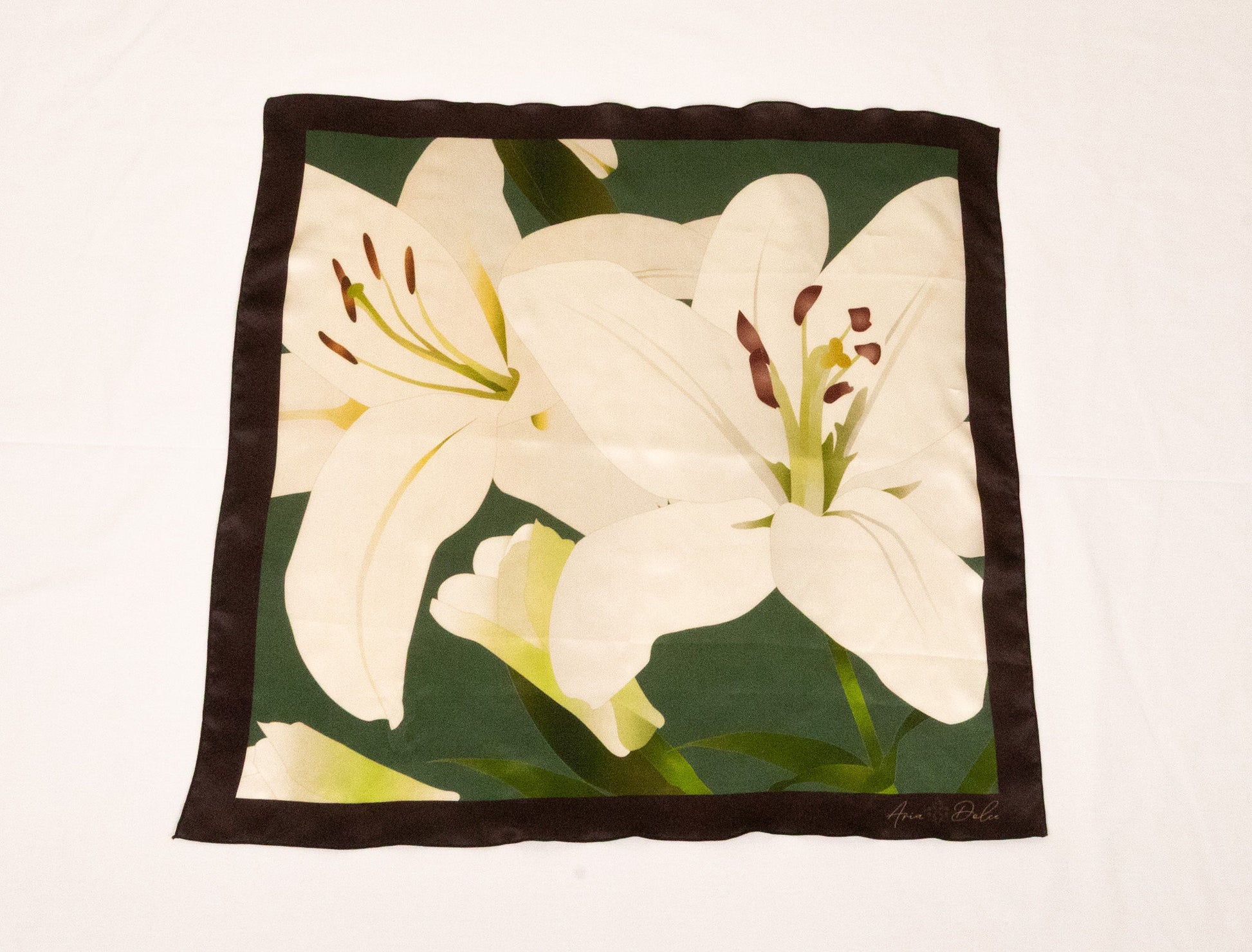 26 inch square silk scarf The Lily botanical floral design