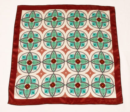 26 inch square silk scarf The Tuscan Tile geometric mosaic design